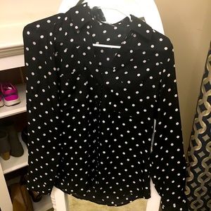 Polka dot black and white button up blouse
